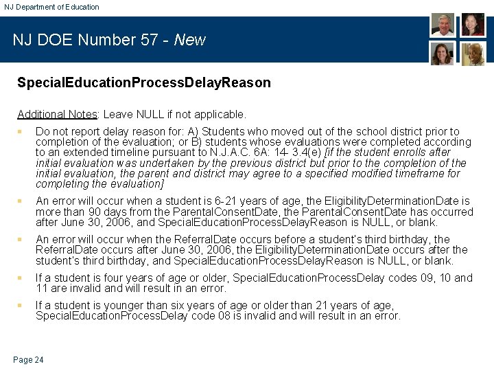 NJ Department of Education NJ DOE Number 57 - New Special. Education. Process. Delay.