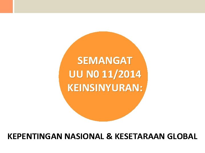 SEMANGAT UU N 0 11/2014 KEINSINYURAN: KEPENTINGAN NASIONAL & KESETARAAN GLOBAL 