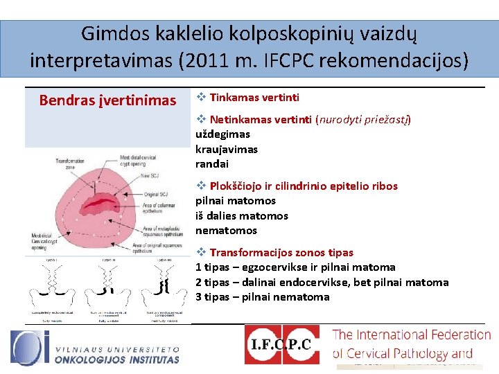 Gimdos kaklelio kolposkopinių vaizdų interpretavimas (2011 m. IFCPC rekomendacijos) Bendras įvertinimas v Tinkamas vertinti