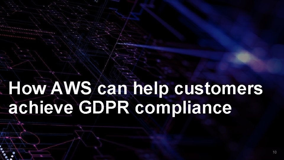 How AWS can help customers achieve GDPR compliance © 2019, Amazon Web Services, Inc.