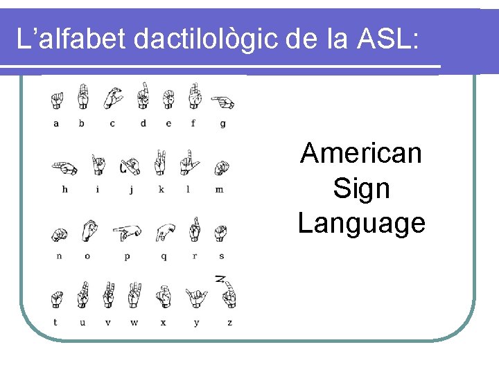 L’alfabet dactilològic de la ASL: American Sign Language 