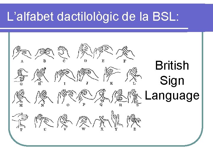 L’alfabet dactilològic de la BSL: British Sign Language 
