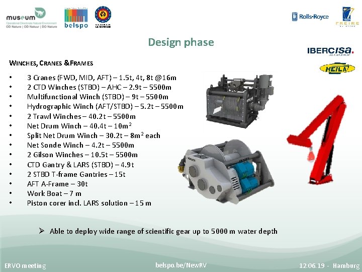 Design phase WINCHES, CRANES &FRAMES • • • • 3 Cranes (FWD, MID, AFT)