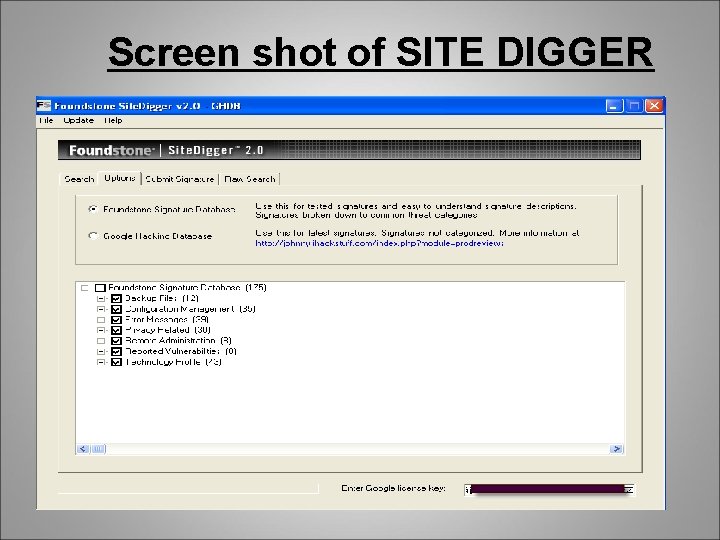 Screen shot of SITE DIGGER 