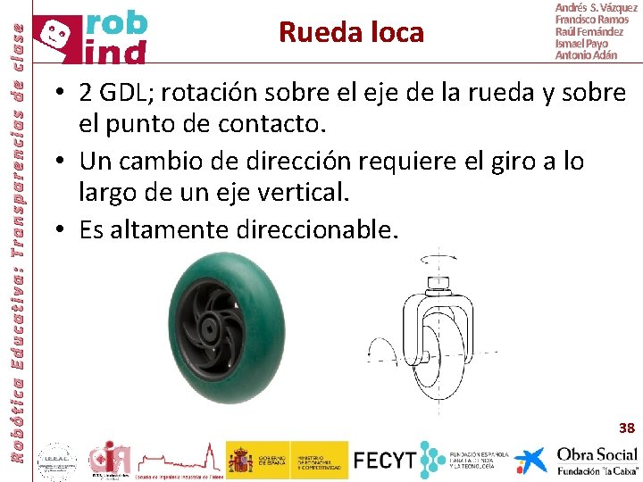 Robótica Educativa: Transparencias de clase Rueda loca Andrés S. Vázquez Francisco Ramos Raúl Fernández