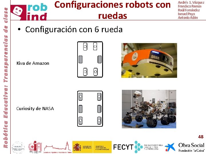Robótica Educativa: Transparencias de clase Configuraciones robots con ruedas Andrés S. Vázquez Francisco Ramos