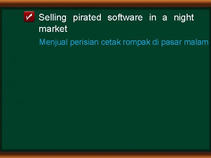Selling pirated software in a night market Menjual perisian cetak rompak di pasar malam