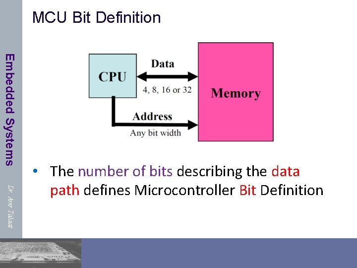 MCU Bit Definition Embedded Systems Dr. Amr Talaat • The number of bits describing