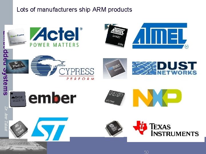 Lots of manufacturers ship ARM products Embedded Systems Dr. Amr Talaat 50 