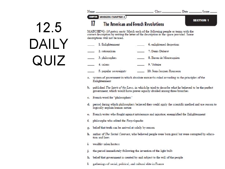 12. 5 DAILY QUIZ 