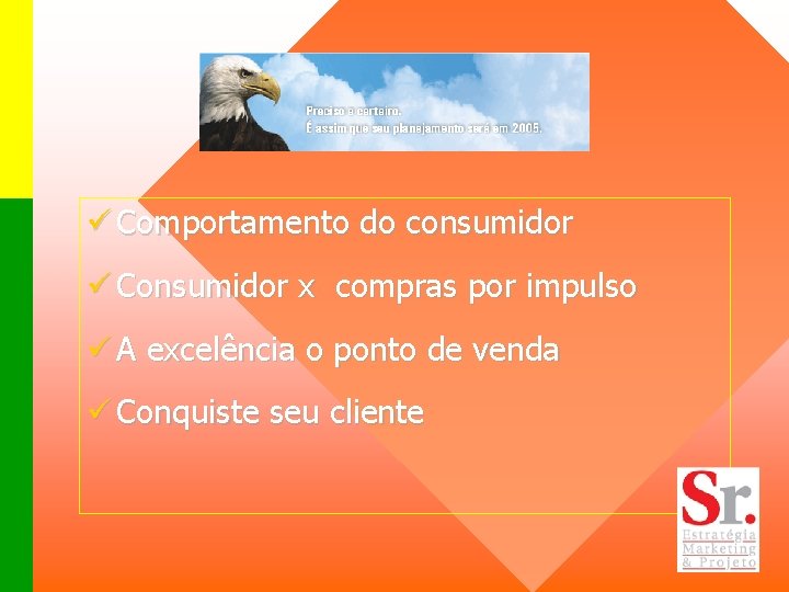 ü Comportamento do consumidor ü Consumidor x compras por impulso ü A excelência o