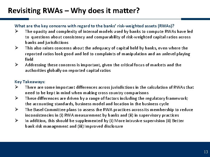 Revisiting RWAs – Why does it matter? What are the key concerns with regard