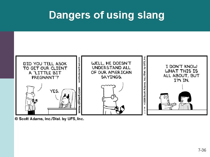 Dangers of using slang 7 -36 