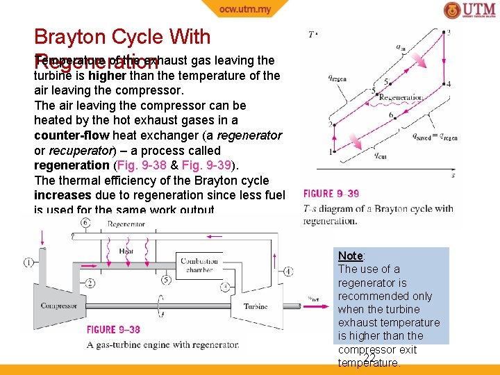 Brayton Cycle With Temperature of the exhaust gas leaving the Regeneration turbine is higher