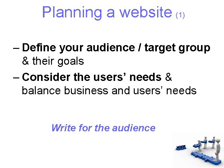 Planning a website (1) – Define your audience / target group & their goals