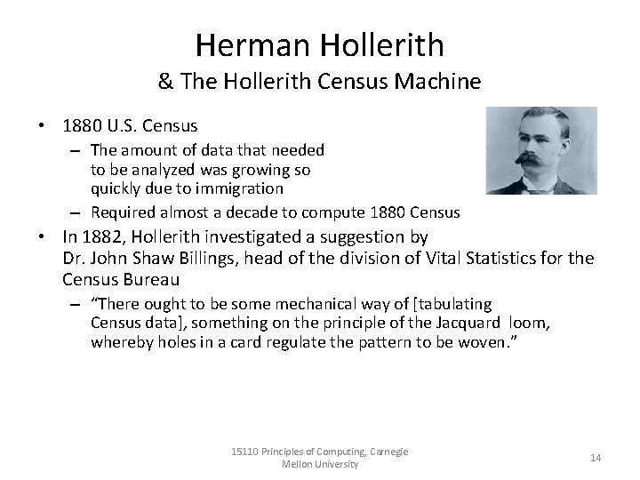 Herman Hollerith & The Hollerith Census Machine • 1880 U. S. Census – The