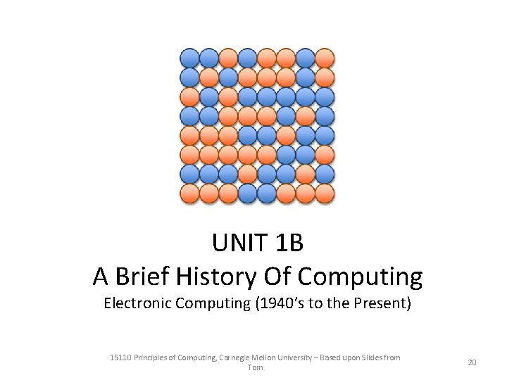 UNIT 1 B A Brief History Of Computing Electronic Computing (1940’s to the Present)