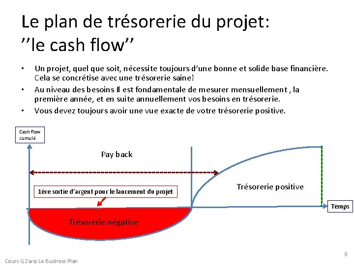 Le plan de trésorerie du projet: ’’le cash flow’’ • • • Un projet,