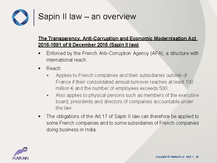 Sapin II law – an overview The Transparency, Anti-Corruption and Economic Modernisation Act 2016