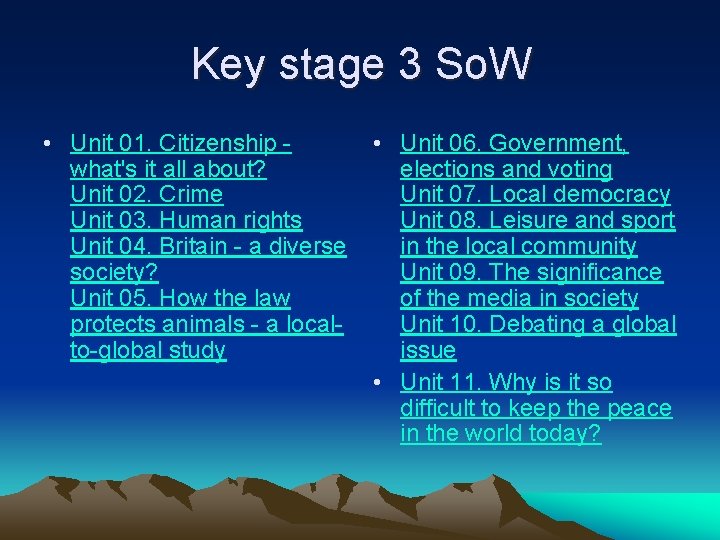 Key stage 3 So. W • Unit 01. Citizenship what's it all about? Unit