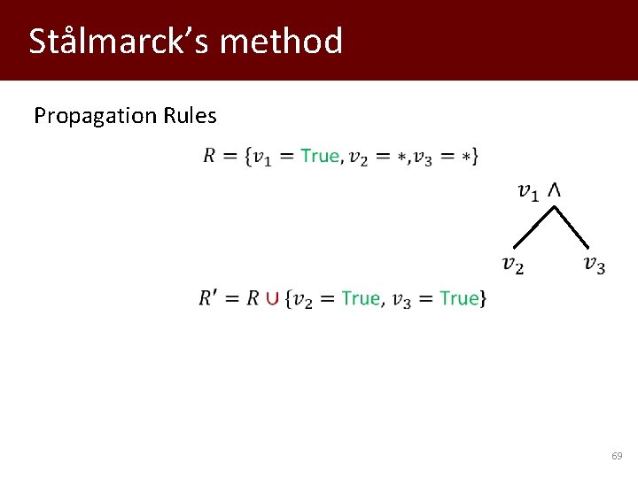 Stålmarck’s method Propagation Rules 69 