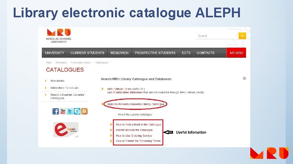 Library electronic catalogue ALEPH 