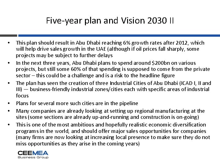 Five-year plan and Vision 2030 II • • • This plan should result in