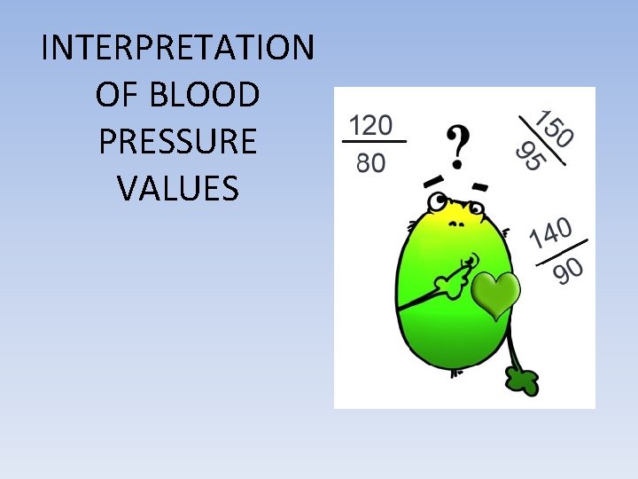 INTERPRETATION OF BLOOD PRESSURE VALUES 