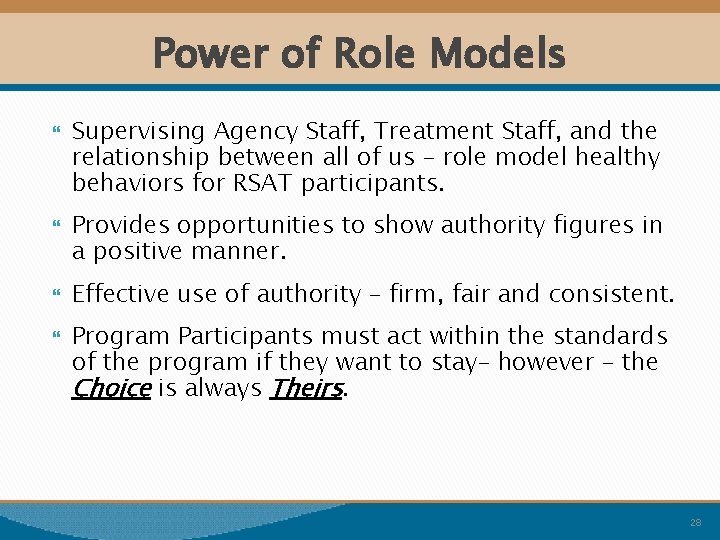 Power of Role Models Supervising Agency Staff, Treatment Staff, and the relationship between all