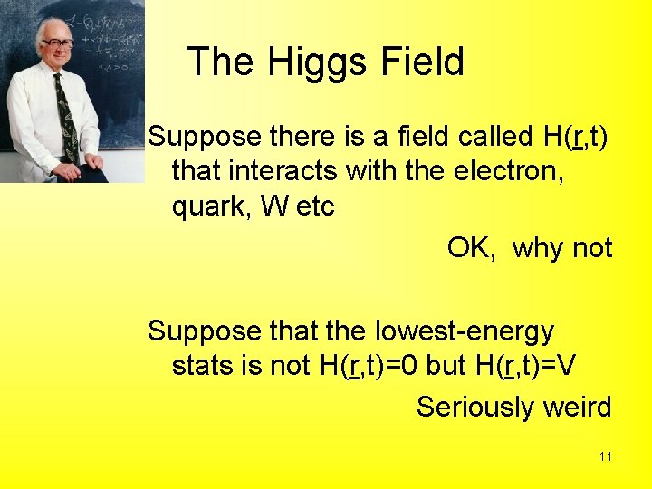 The Higgs Field Suppose there is a field called H(r, t) that interacts with