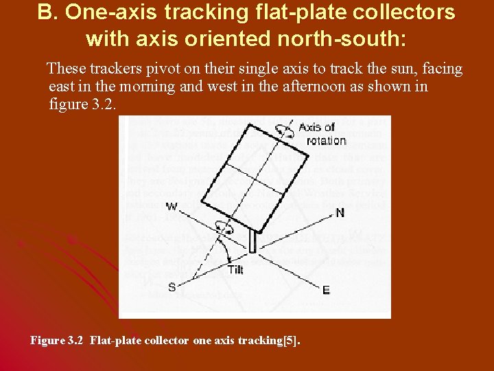 B. One-axis tracking flat-plate collectors with axis oriented north-south: These trackers pivot on their