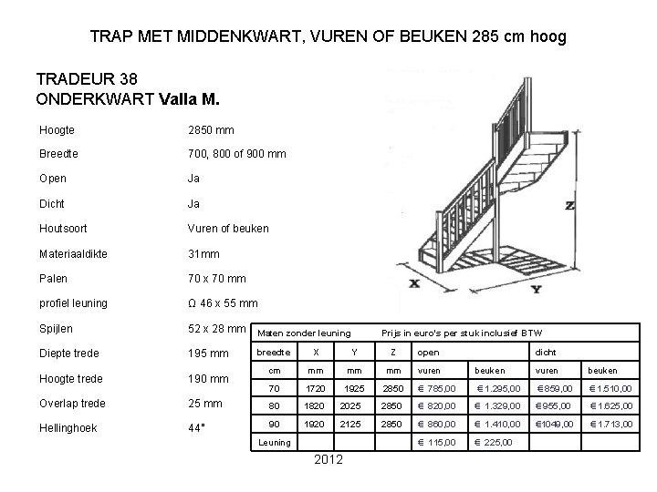 TRAP MET MIDDENKWART, VUREN OF BEUKEN 285 cm hoog TRADEUR 38 ONDERKWART Valla M.