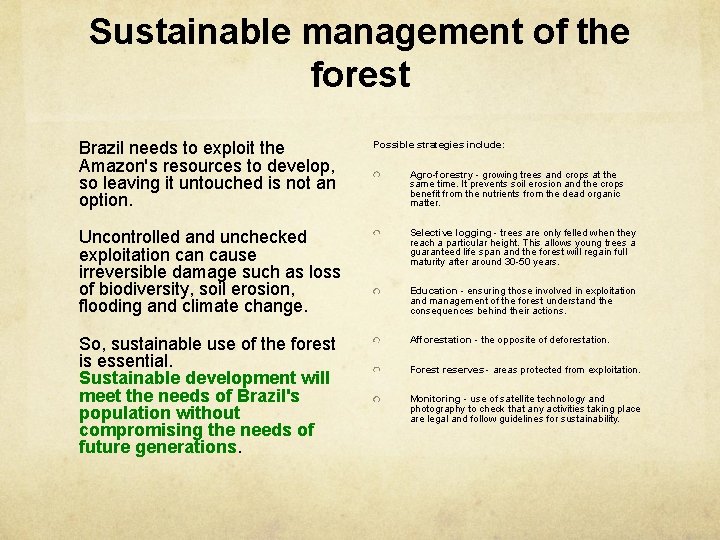 Sustainable management of the forest Brazil needs to exploit the Amazon's resources to develop,
