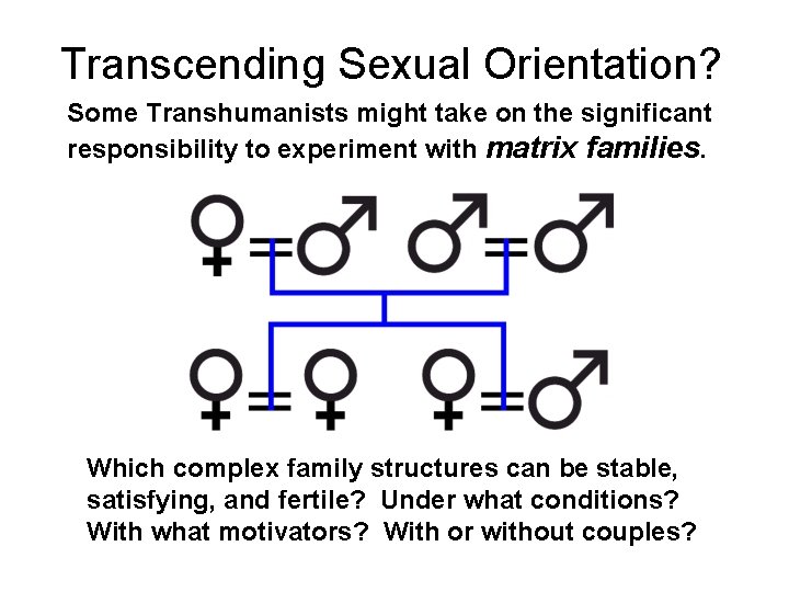 Transcending Sexual Orientation? Some Transhumanists might take on the significant responsibility to experiment with