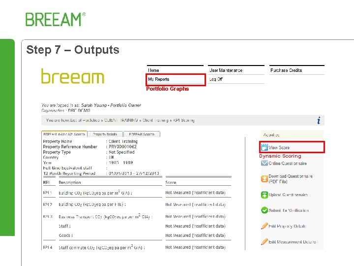 Step 7 – Outputs Portfolio Graphs Dynamic Scoring 