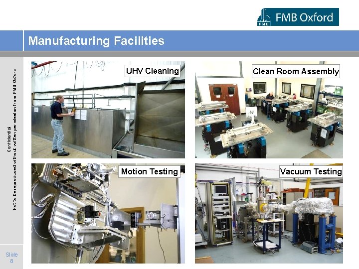 Confidential Not to be reproduced without written permission from FMB Oxford Manufacturing Facilities Slide