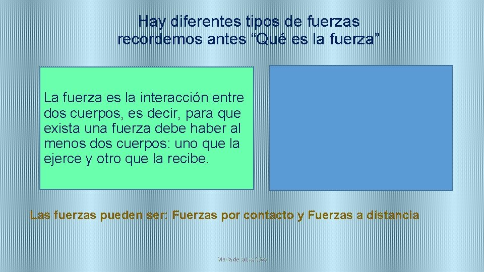 Hay diferentes tipos de fuerzas recordemos antes “Qué es la fuerza” La fuerza es