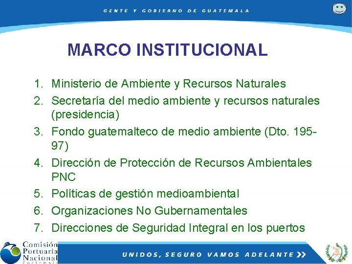 MARCO INSTITUCIONAL 1. Ministerio de Ambiente y Recursos Naturales 2. Secretaría del medio ambiente