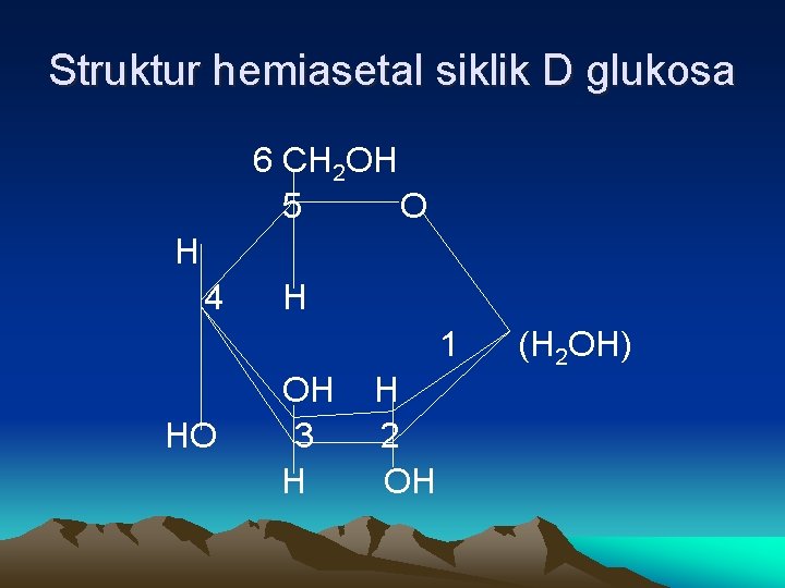 Struktur hemiasetal siklik D glukosa 6 CH 2 OH 5 O H 4 H