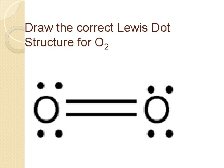 Draw the correct Lewis Dot Structure for O 2 