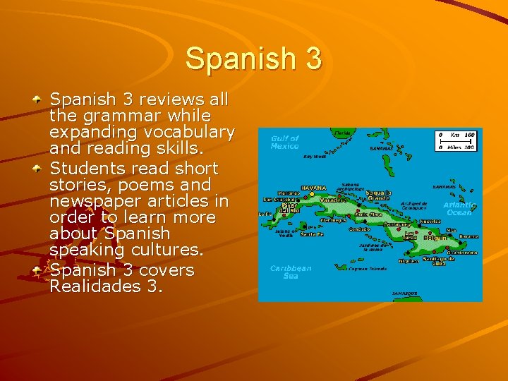 Spanish 3 reviews all the grammar while expanding vocabulary and reading skills. Students read