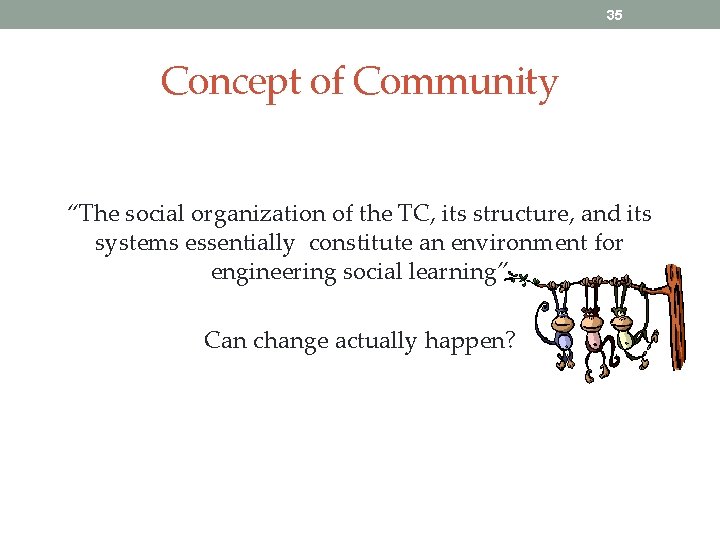 35 Concept of Community “The social organization of the TC, its structure, and its