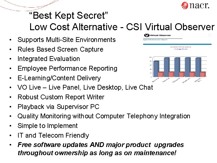 “Best Kept Secret” Low Cost Alternative - CSI Virtual Observer • • • Supports