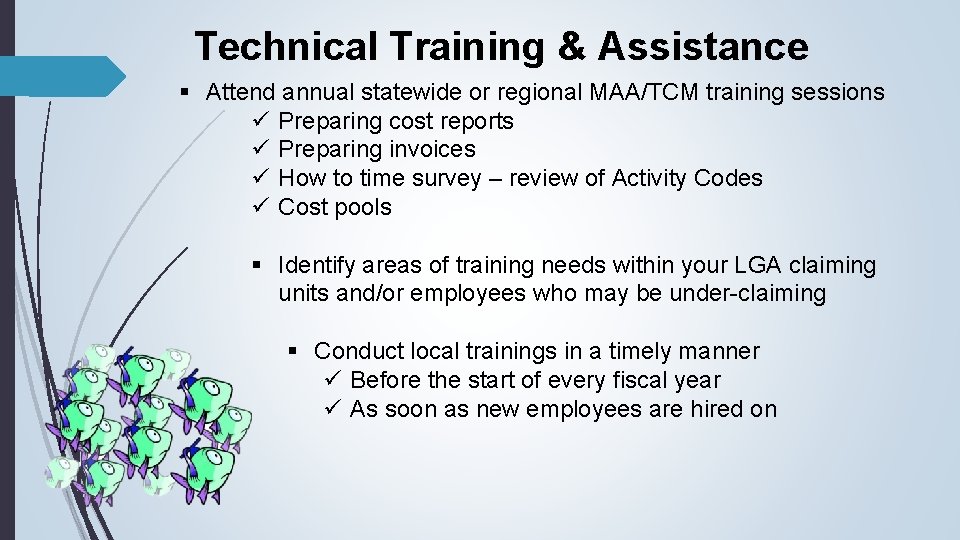 Technical Training & Assistance § Attend annual statewide or regional MAA/TCM training sessions ü