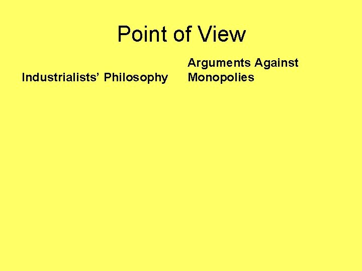 Point of View Industrialists’ Philosophy Arguments Against Monopolies 