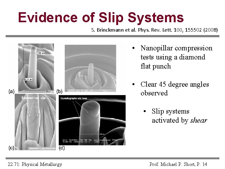 Evidence of Slip Systems S. Brinckmann et al. Phys. Rev. Lett. 100, 155502 (2008)