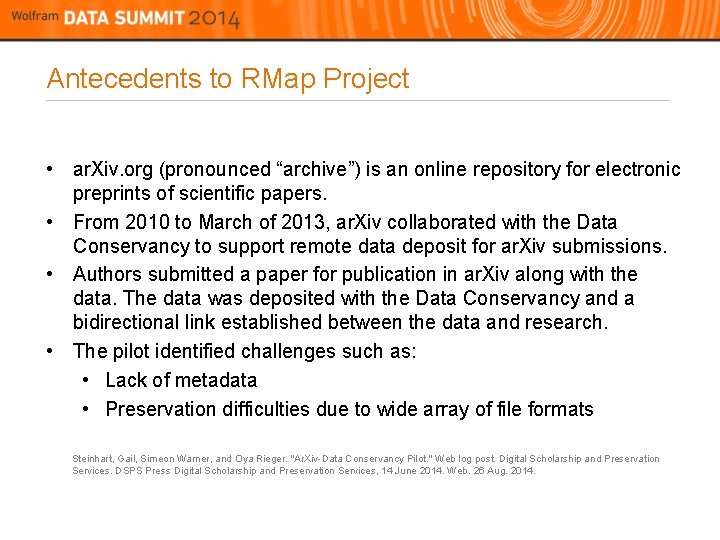 Antecedents to RMap Project • ar. Xiv. org (pronounced “archive”) is an online repository