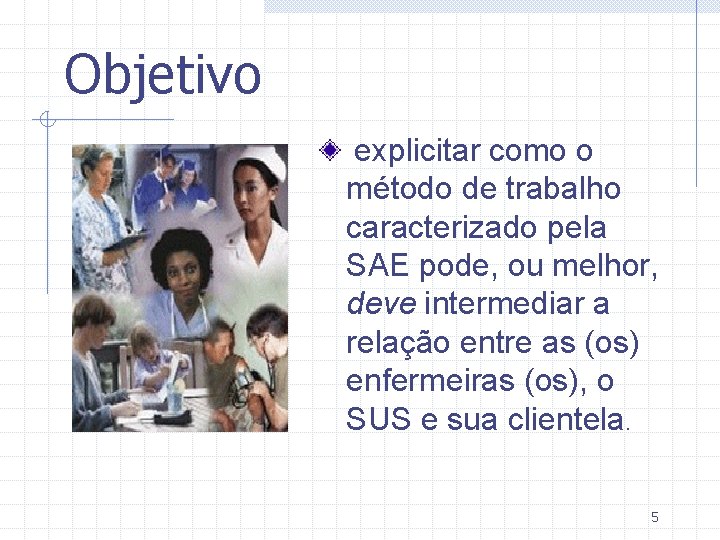 Objetivo explicitar como o método de trabalho caracterizado pela SAE pode, ou melhor, deve