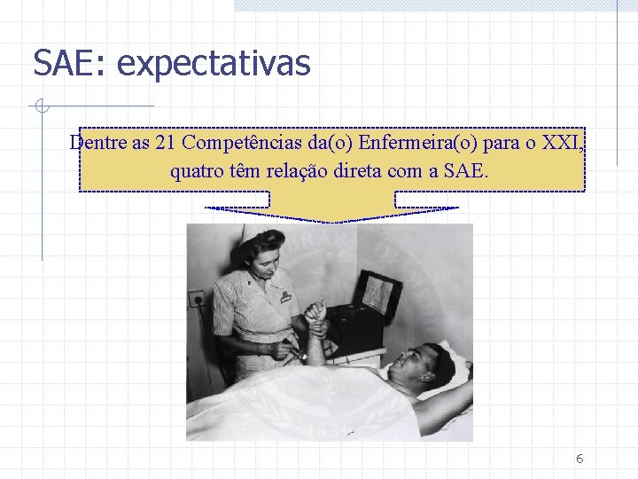 SAE: expectativas Dentre as 21 Competências da(o) Enfermeira(o) para o XXI, quatro têm relação