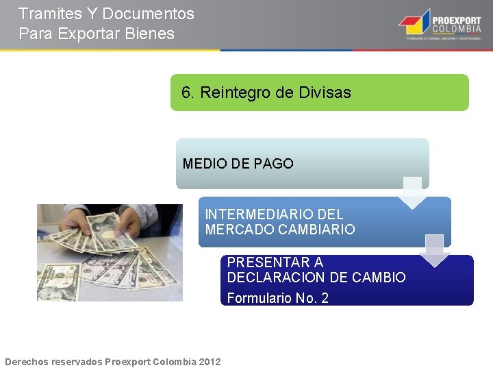 Tramites Y Documentos Para Exportar Bienes 6. Reintegro de Divisas MEDIO DE PAGO INTERMEDIARIO